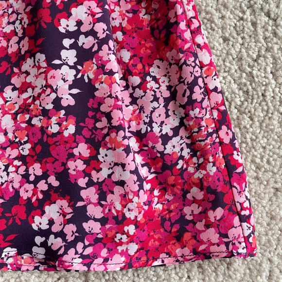 Express Floral Pink Purple Ruffle A-Line Sleeveless Mini Dress XS with Pockets - Picture 9 of 13